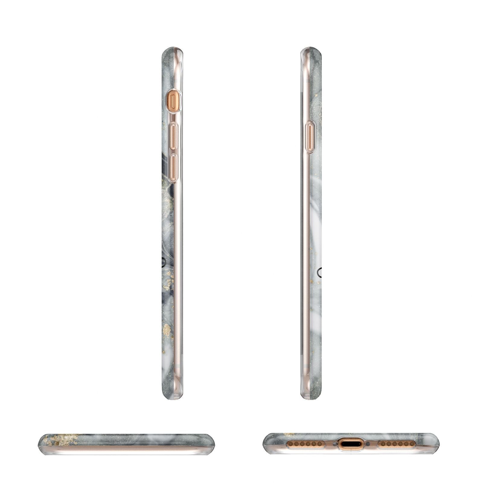 Personalised Black Swirl Marble Text Apple iPhone 7 8 3D Wrap Tough Case Alternative Image Angles