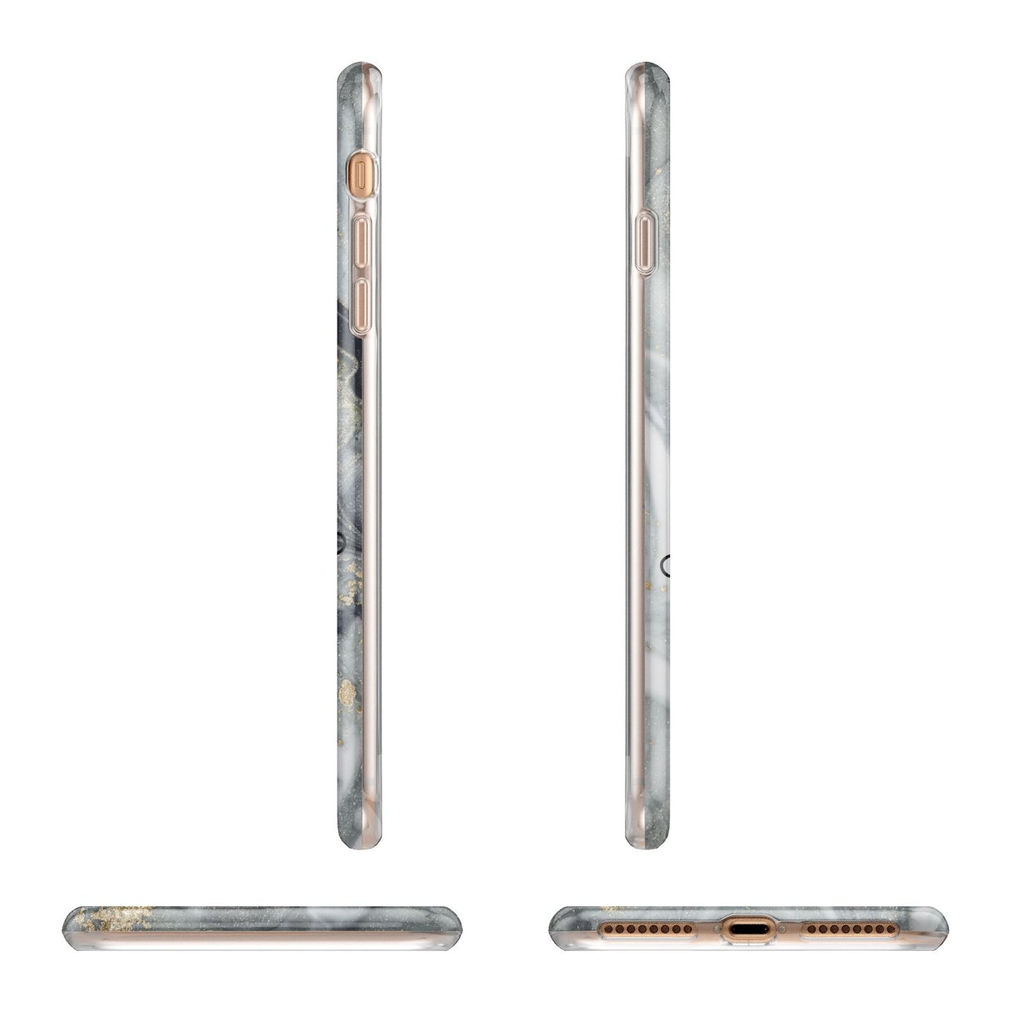 Personalised Black Swirl Marble Text Apple iPhone 7 8 Plus 3D Wrap Tough Case Alternative Image Angles