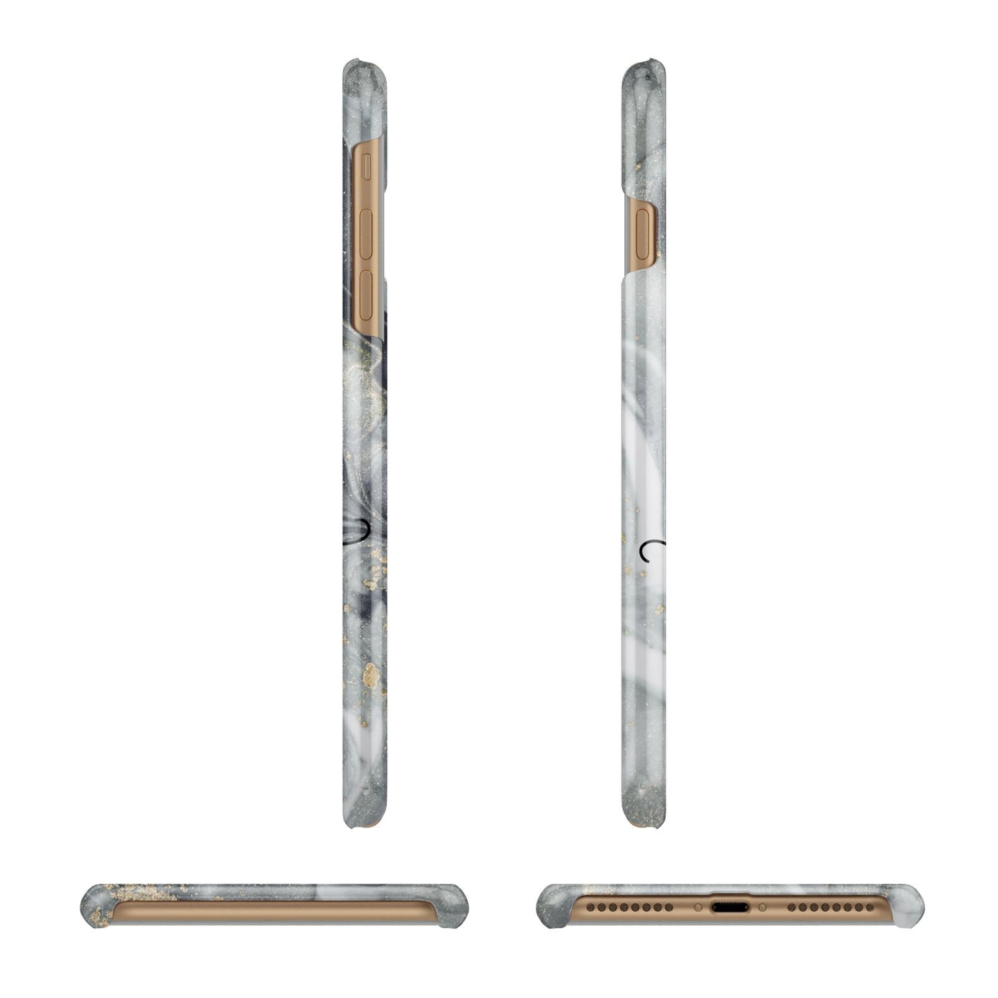 Personalised Black Swirl Marble Text Apple iPhone 7 Plus 3D Wrap Snap Case Angled Images