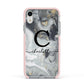 Personalised Black Swirl Marble Text Apple iPhone XR Impact Case Pink Edge on Silver Phone