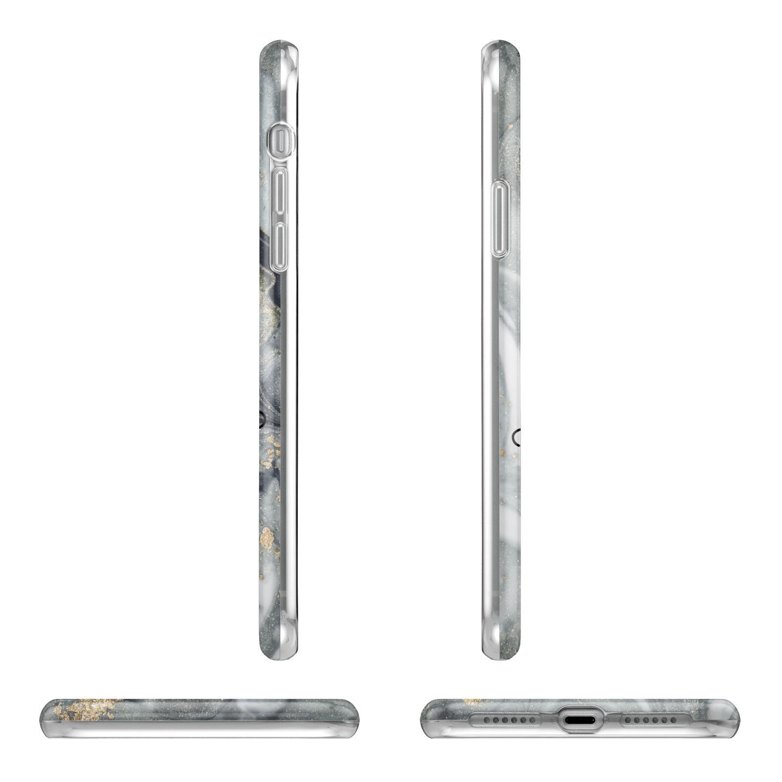 Personalised Black Swirl Marble Text Apple iPhone XR in White with 3D Wrap Tough Case Alternative Image Angles