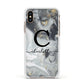 Personalised Black Swirl Marble Text Apple iPhone Xs Impact Case White Edge on Gold Phone