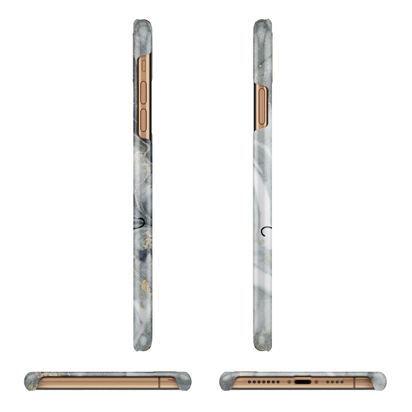 Personalised Black Swirl Marble Text Apple iPhone Xs Max 3D Wrap Snap Case Angled Images