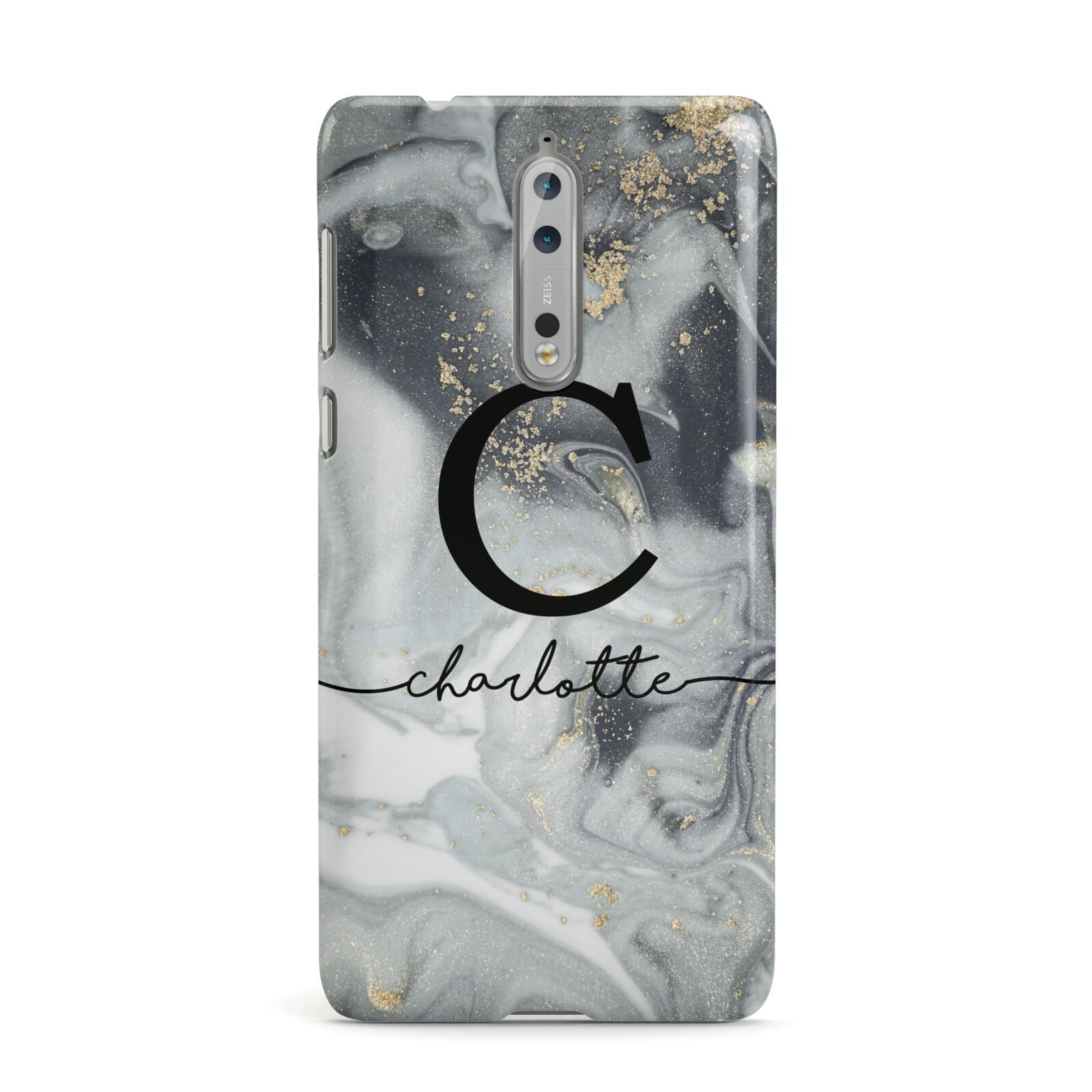 Personalised Black Swirl Marble Text Nokia Case