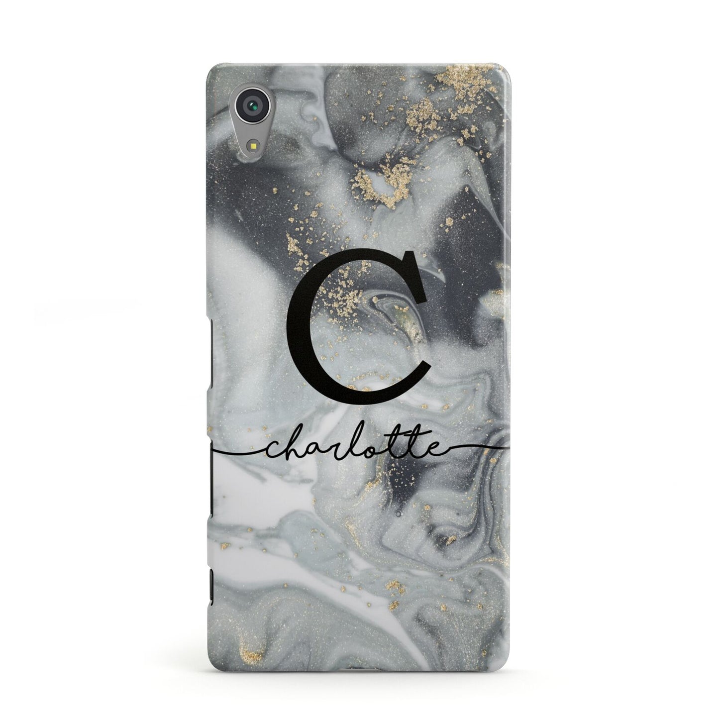 Personalised Black Swirl Marble Text Sony Xperia Case