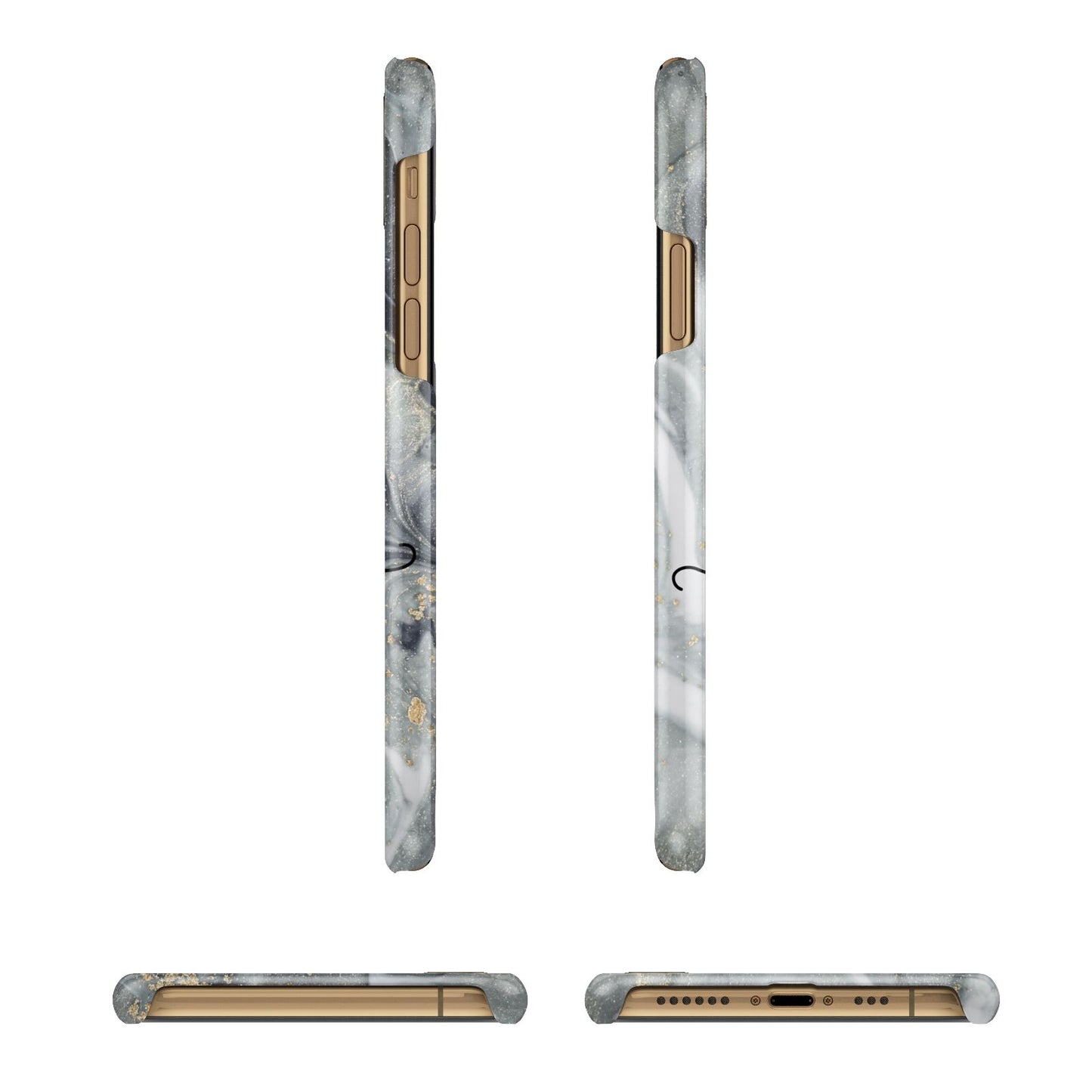 Personalised Black Swirl Marble Text iPhone 11 3D Snap Case Angle Images