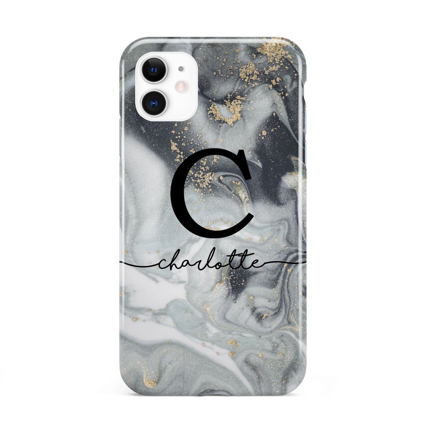 Personalised Black Swirl Marble Text iPhone 11 3D Tough Case