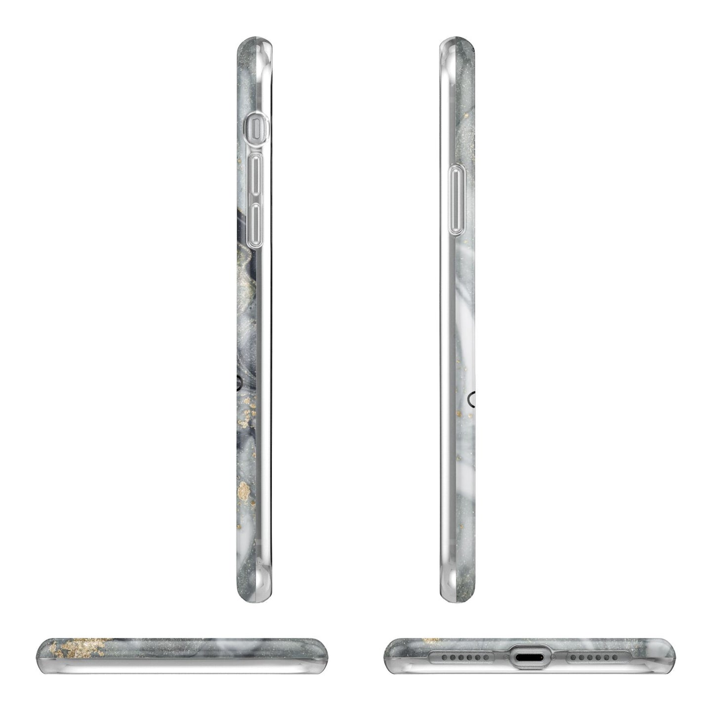 Personalised Black Swirl Marble Text iPhone 11 Pro 3D Tough Case Angle Images