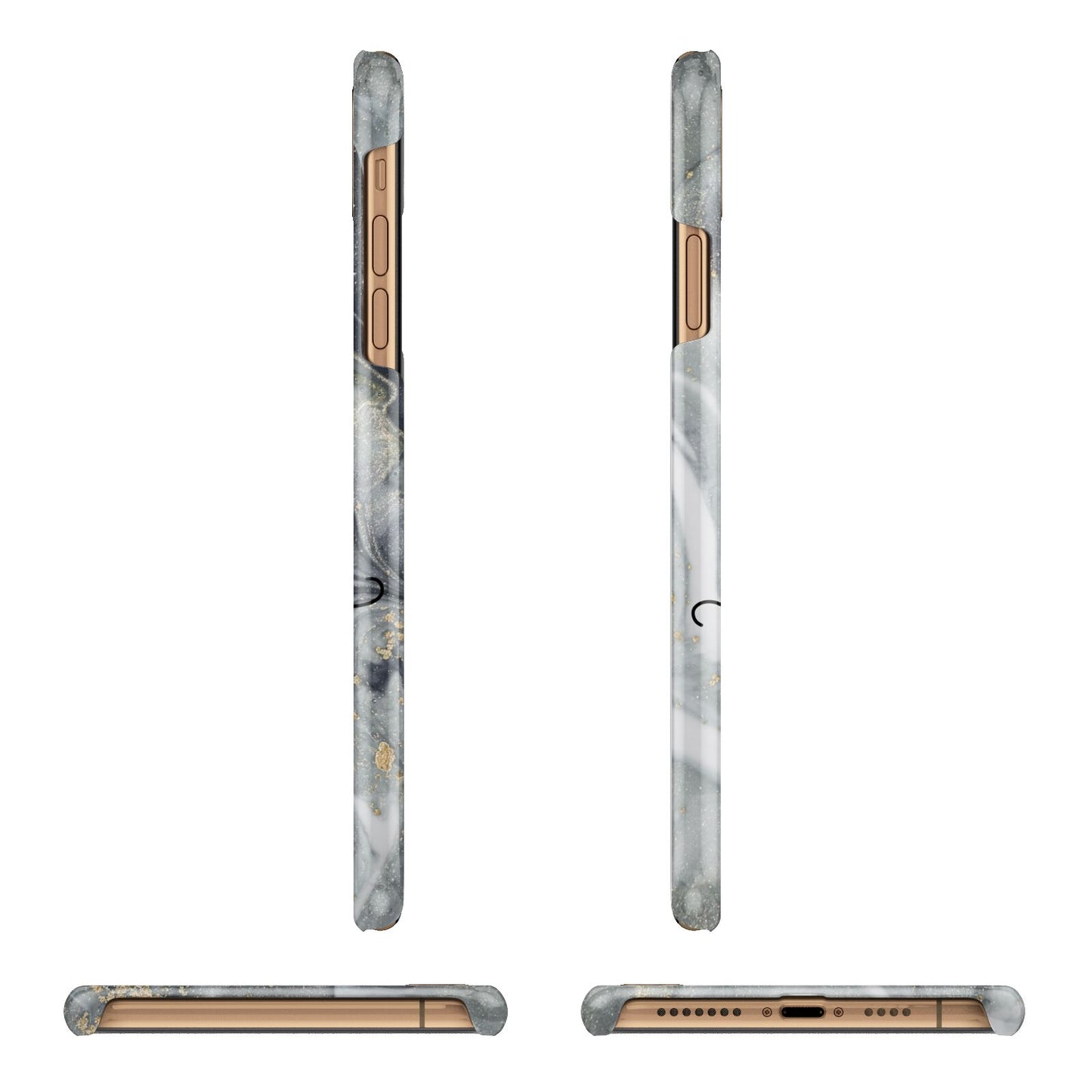 Personalised Black Swirl Marble Text iPhone 11 Pro Max 3D Snap Case Angle Images