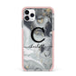 Personalised Black Swirl Marble Text iPhone 11 Pro Max Impact Pink Edge Case