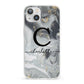 Personalised Black Swirl Marble Text iPhone 13 Clear Bumper Case