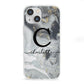 Personalised Black Swirl Marble Text iPhone 13 Mini Clear Bumper Case