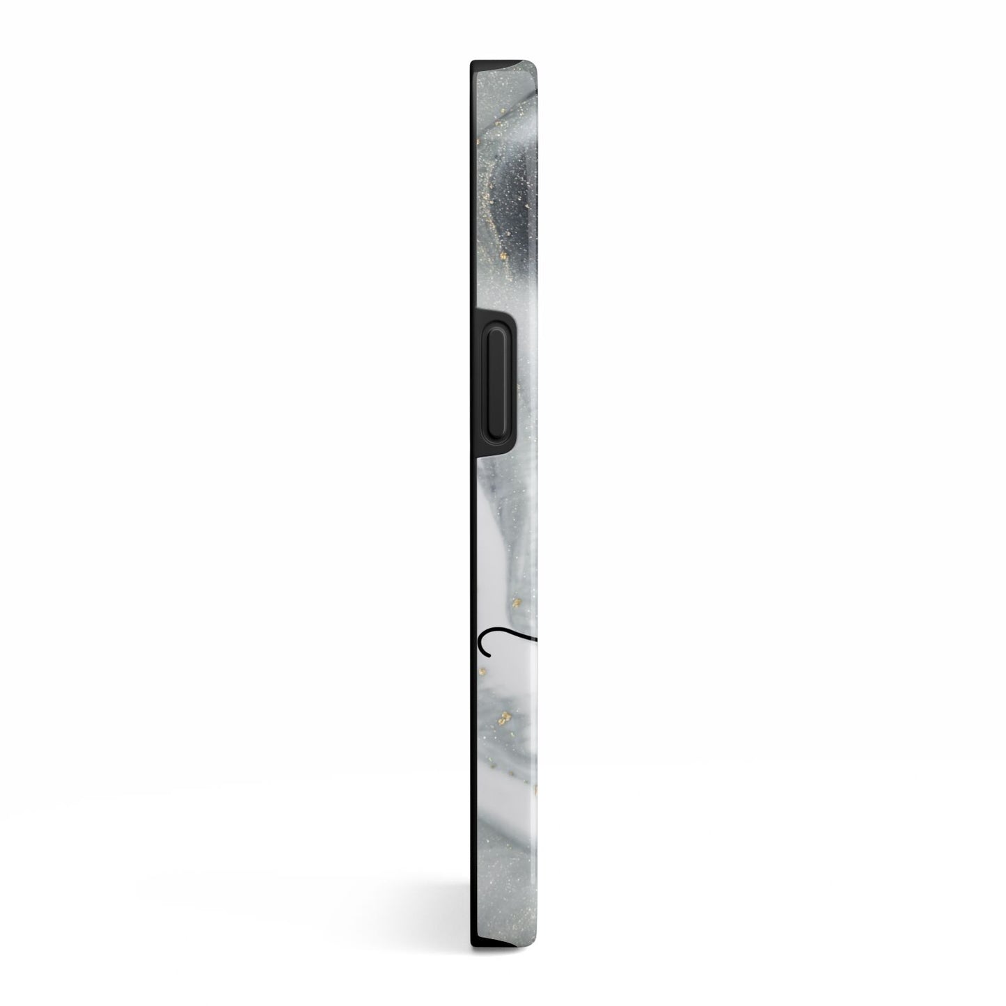 Personalised Black Swirl Marble Text iPhone 13 Side Image 3D Tough Case