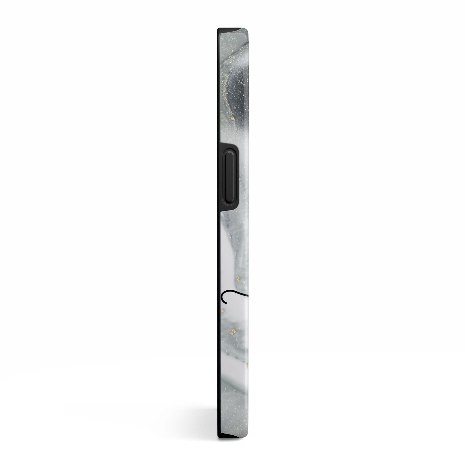 Personalised Black Swirl Marble Text iPhone 13 Side Image 3D Tough Case