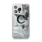 Personalised Black Swirl Marble Text iPhone 14 Pro Max Clear Tough Case Silver
