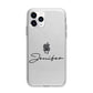 Personalised Black Text Transparent Apple iPhone 11 Pro Max in Silver with Bumper Case