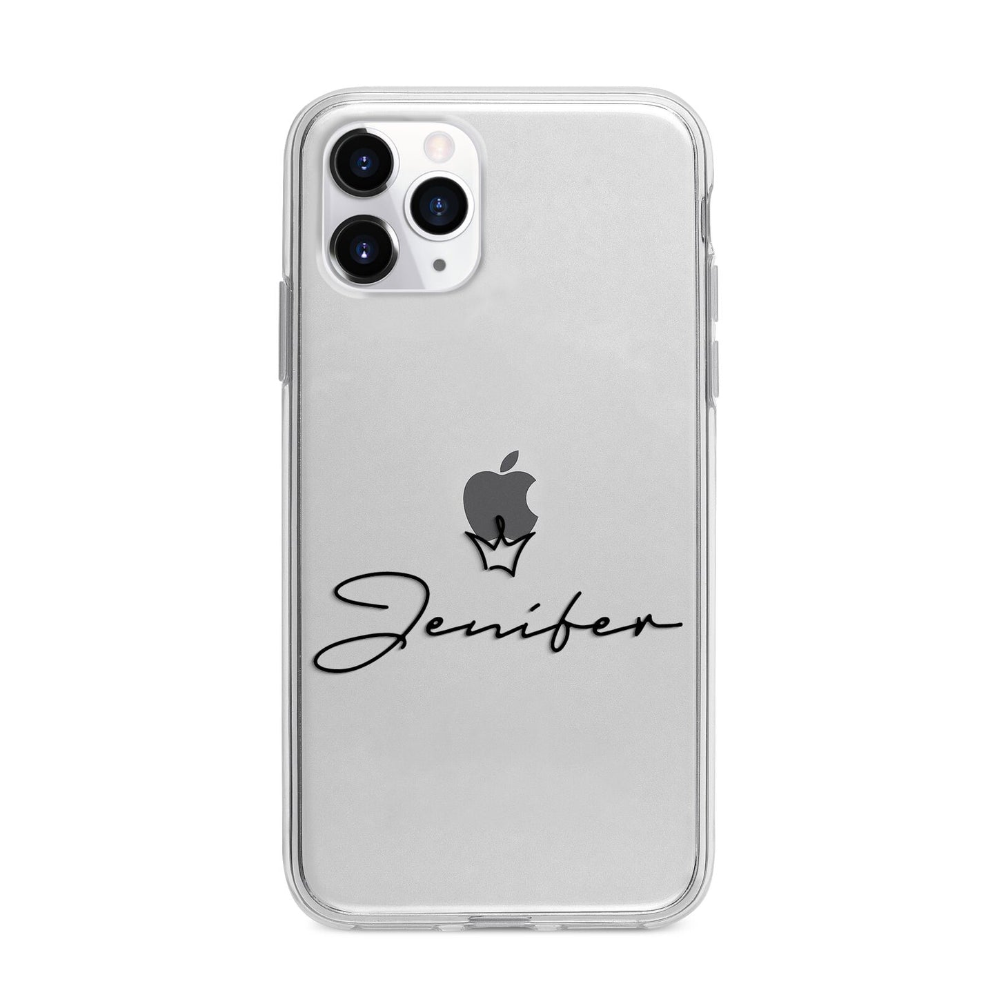 Personalised Black Text Transparent Apple iPhone 11 Pro in Silver with Bumper Case