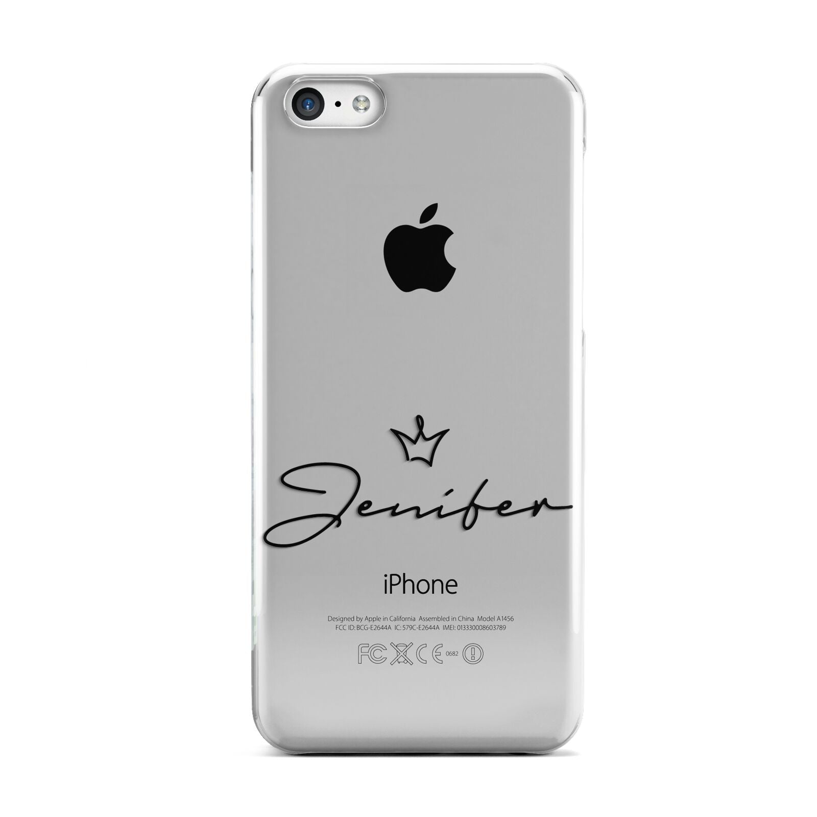 Personalised Black Text Transparent Apple iPhone 5c Case