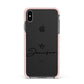 Personalised Black Text Transparent Apple iPhone Xs Max Impact Case Pink Edge on Black Phone