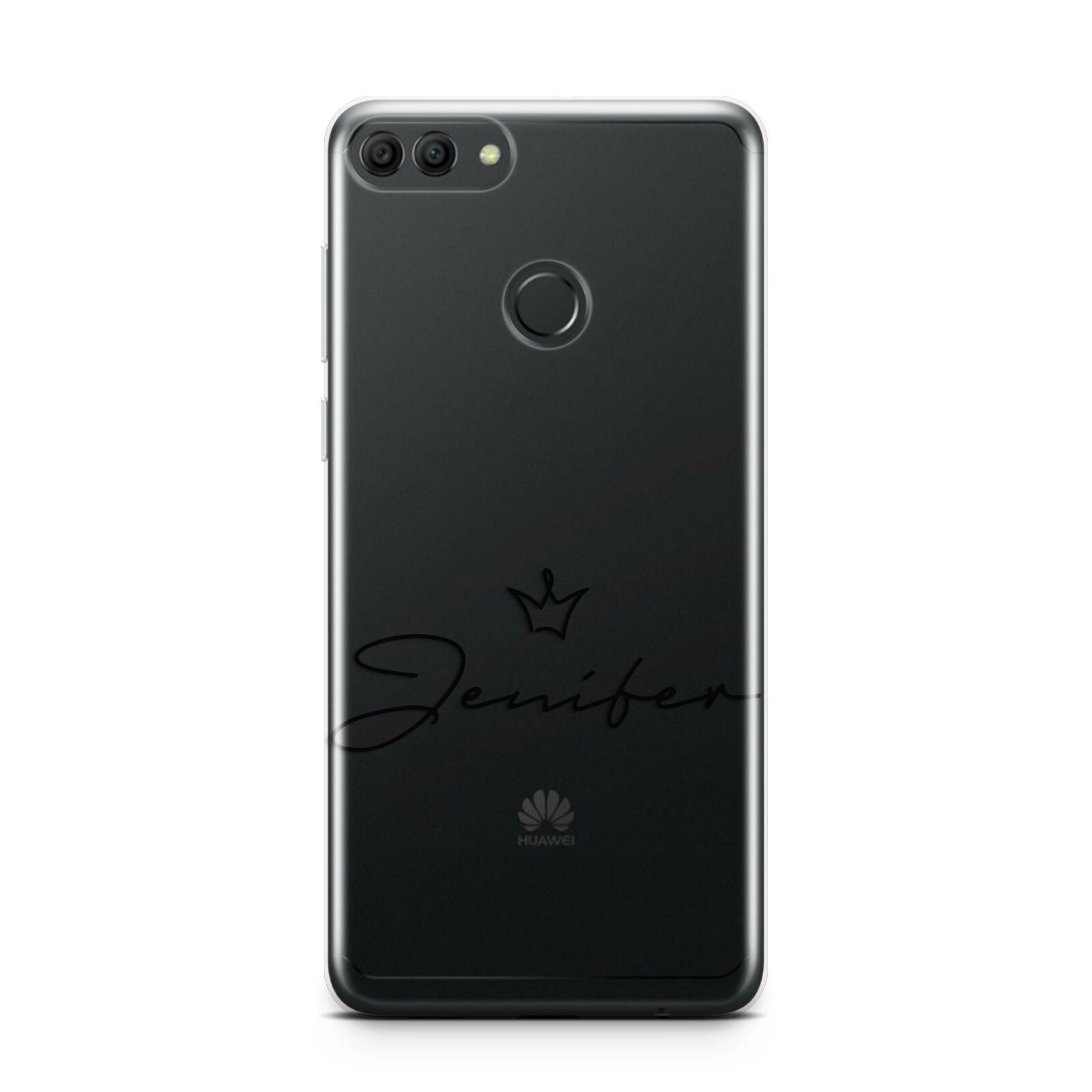 Personalised Black Text Transparent Huawei Y9 2018