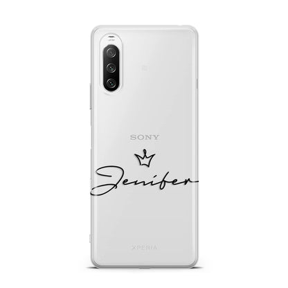 Personalised Black Text Transparent Sony Xperia 10 III Case