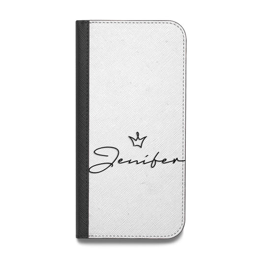 Personalised Black Text Transparent Vegan Leather Flip Samsung Case