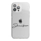 Personalised Black Text Transparent iPhone 13 Pro Max TPU Impact Case with White Edges