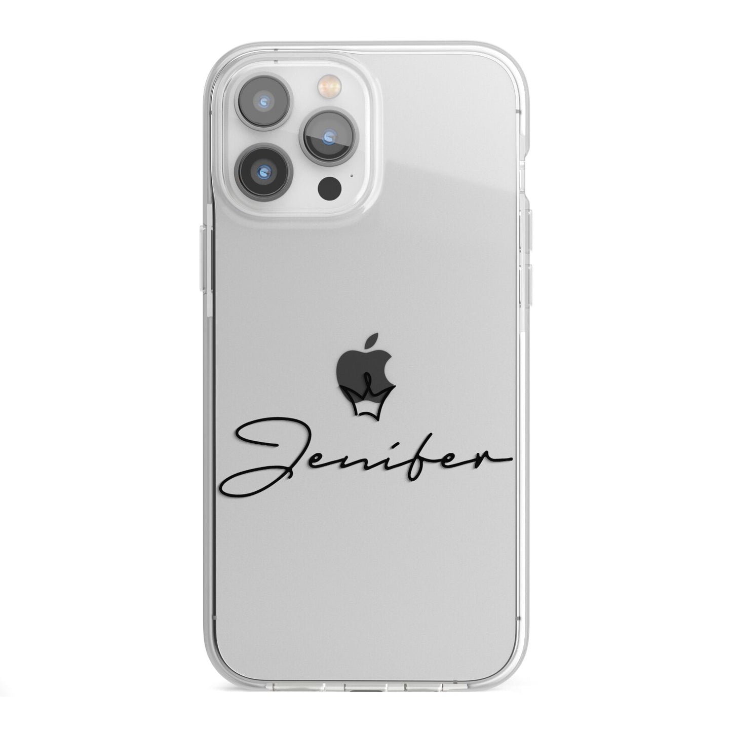 Personalised Black Text Transparent iPhone 13 Pro Max TPU Impact Case with White Edges
