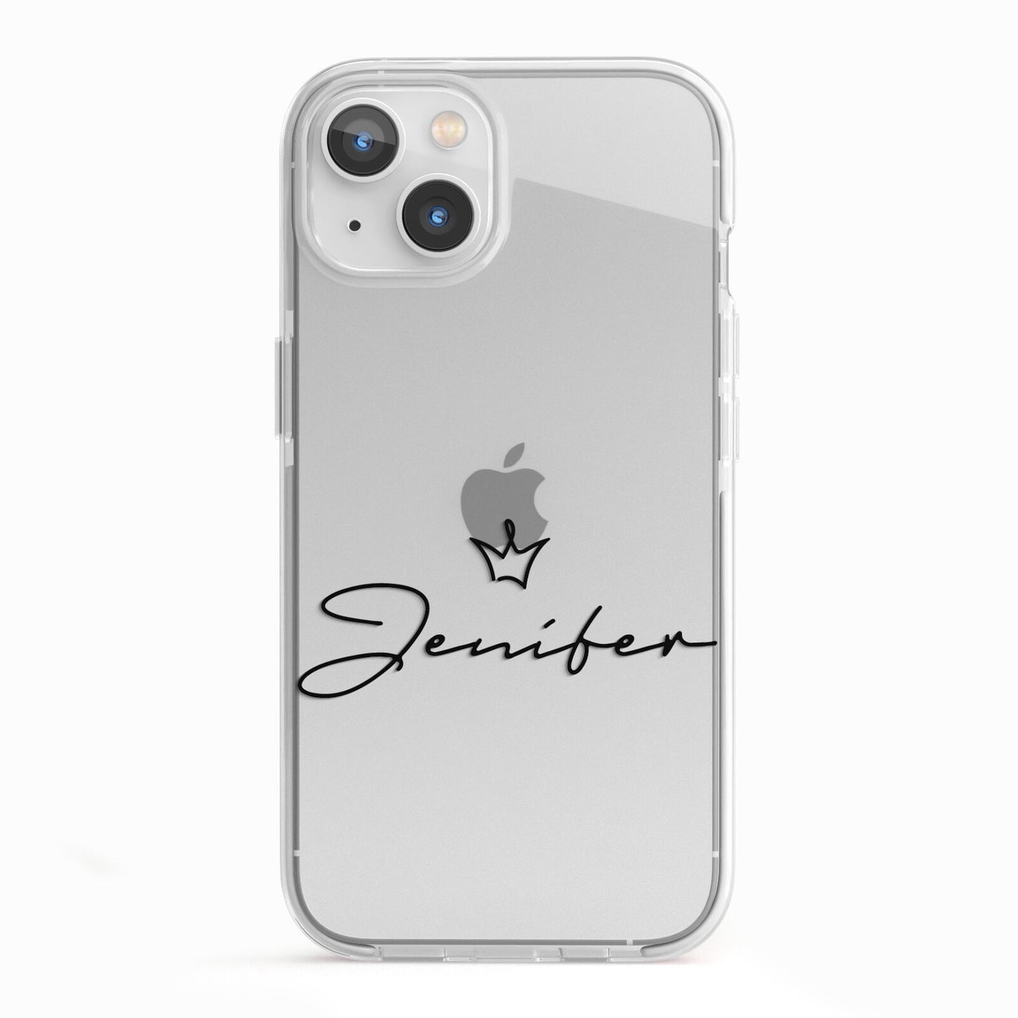 Personalised Black Text Transparent iPhone 13 TPU Impact Case with White Edges