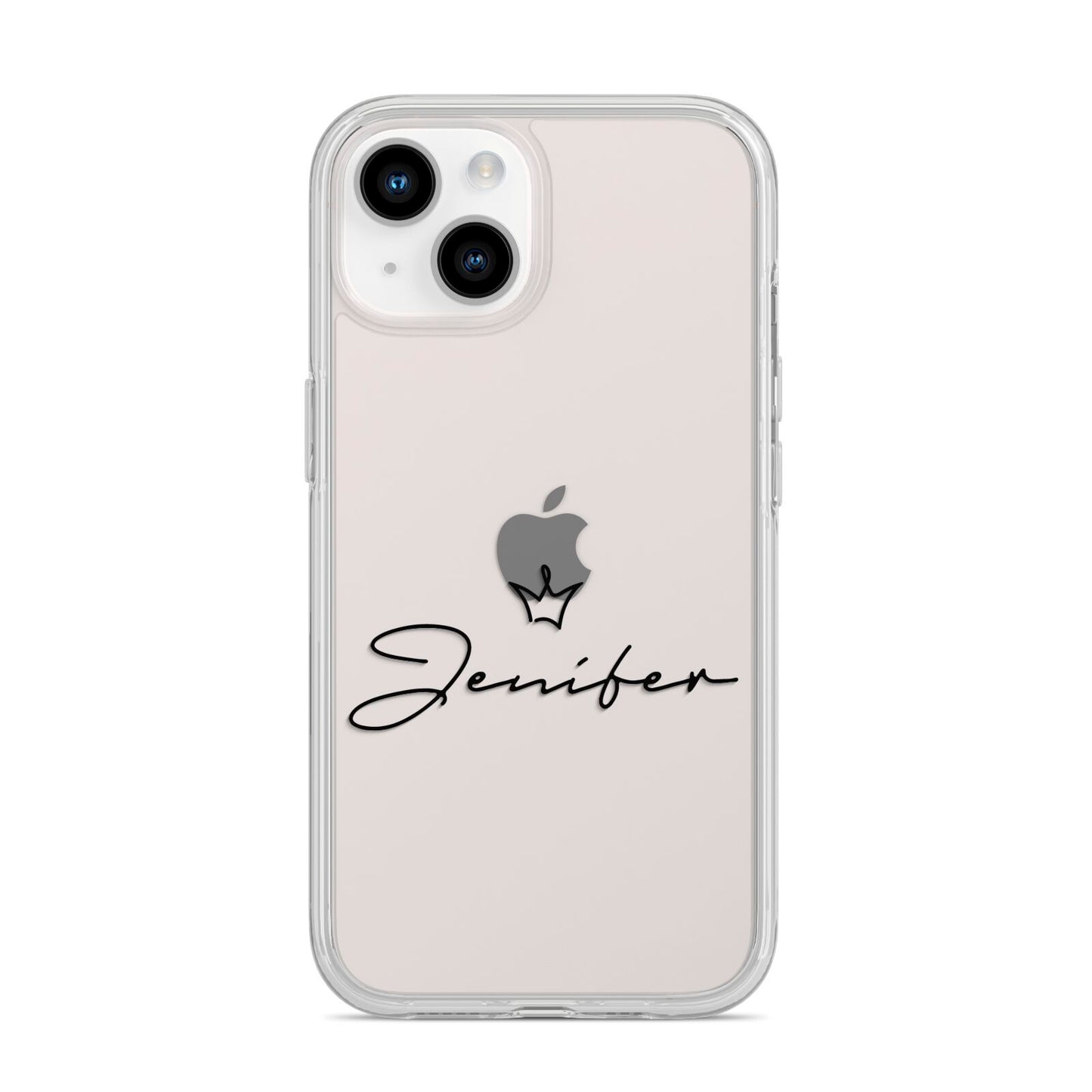 Personalised Black Text Transparent iPhone 14 Clear Tough Case Starlight