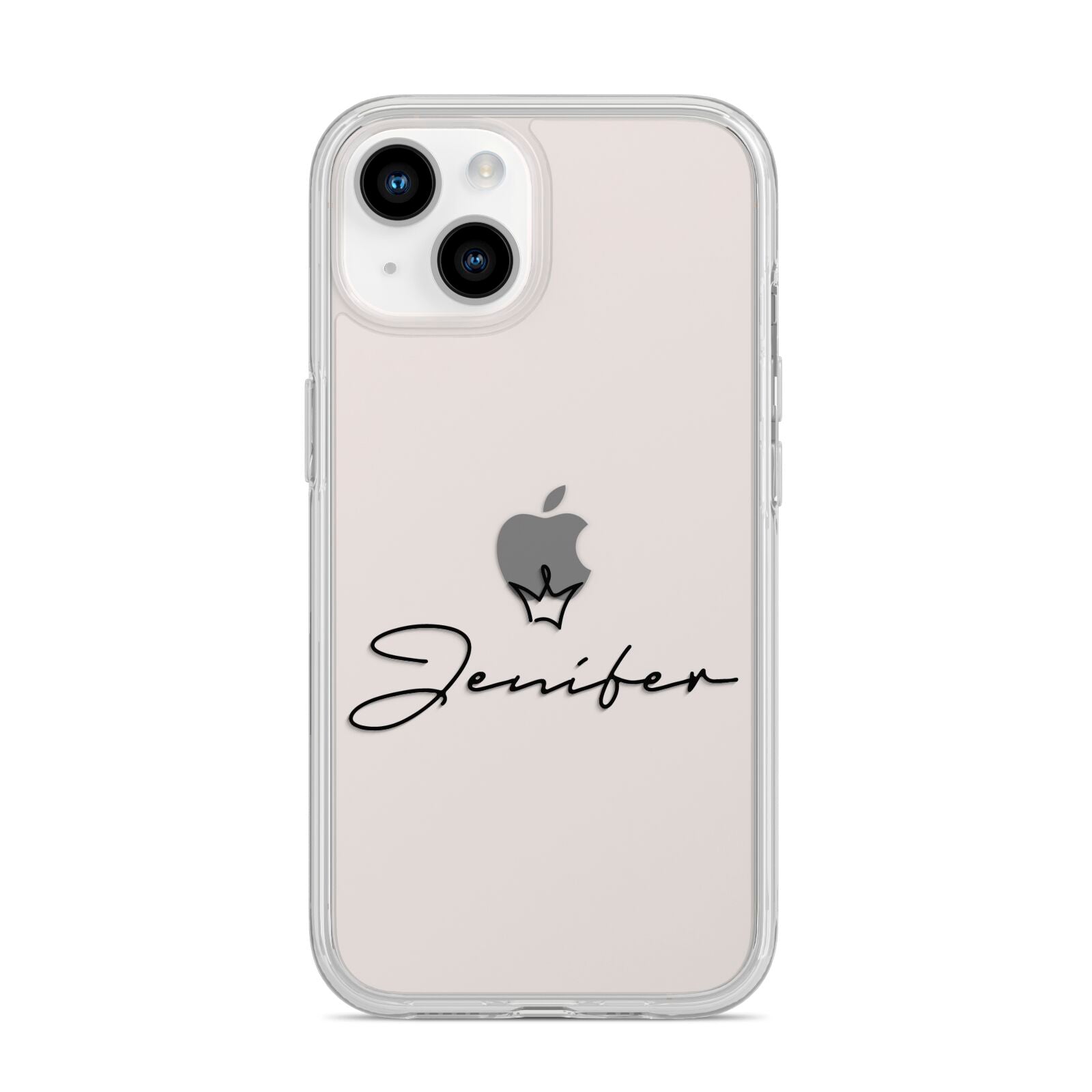 Personalised Black Text Transparent iPhone 14 Clear Tough Case Starlight