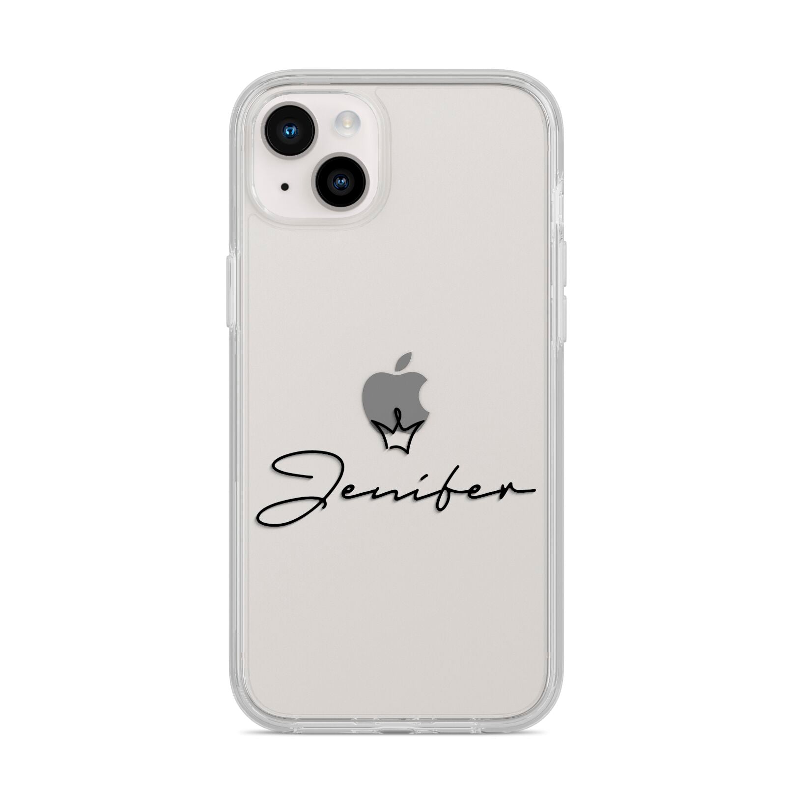 Personalised Black Text Transparent iPhone 14 Plus Clear Tough Case Starlight