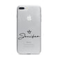 Personalised Black Text Transparent iPhone 7 Plus Bumper Case on Silver iPhone
