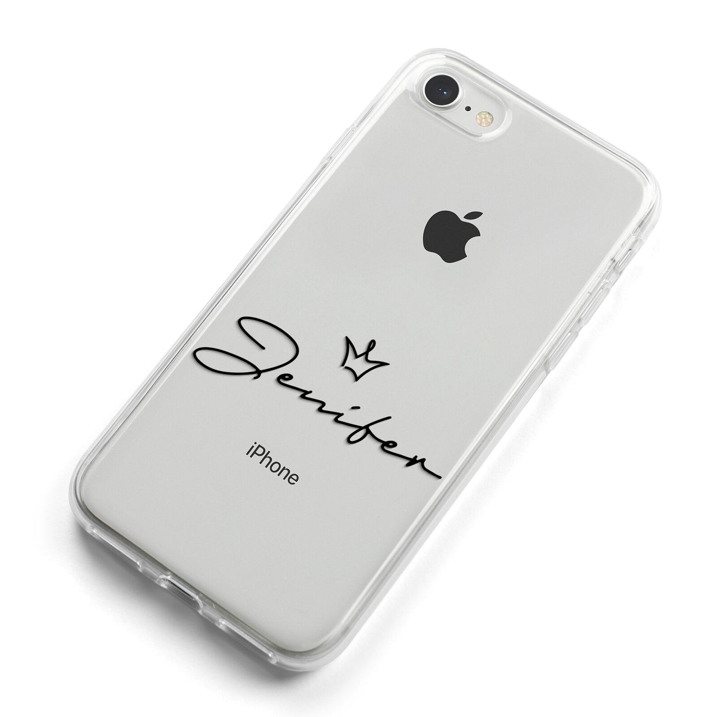 Personalised Black Text Transparent iPhone 8 Bumper Case on Silver iPhone Alternative Image