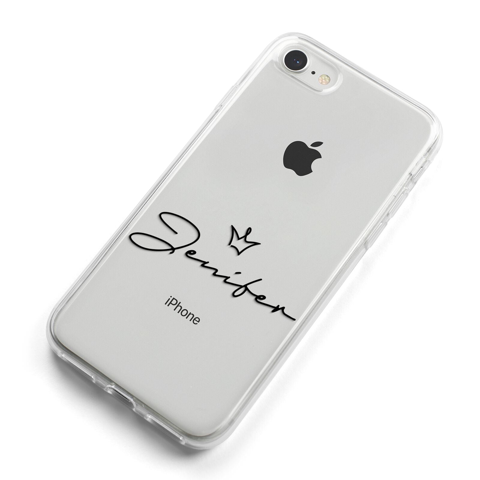 Personalised Black Text Transparent iPhone 8 Bumper Case on Silver iPhone Alternative Image