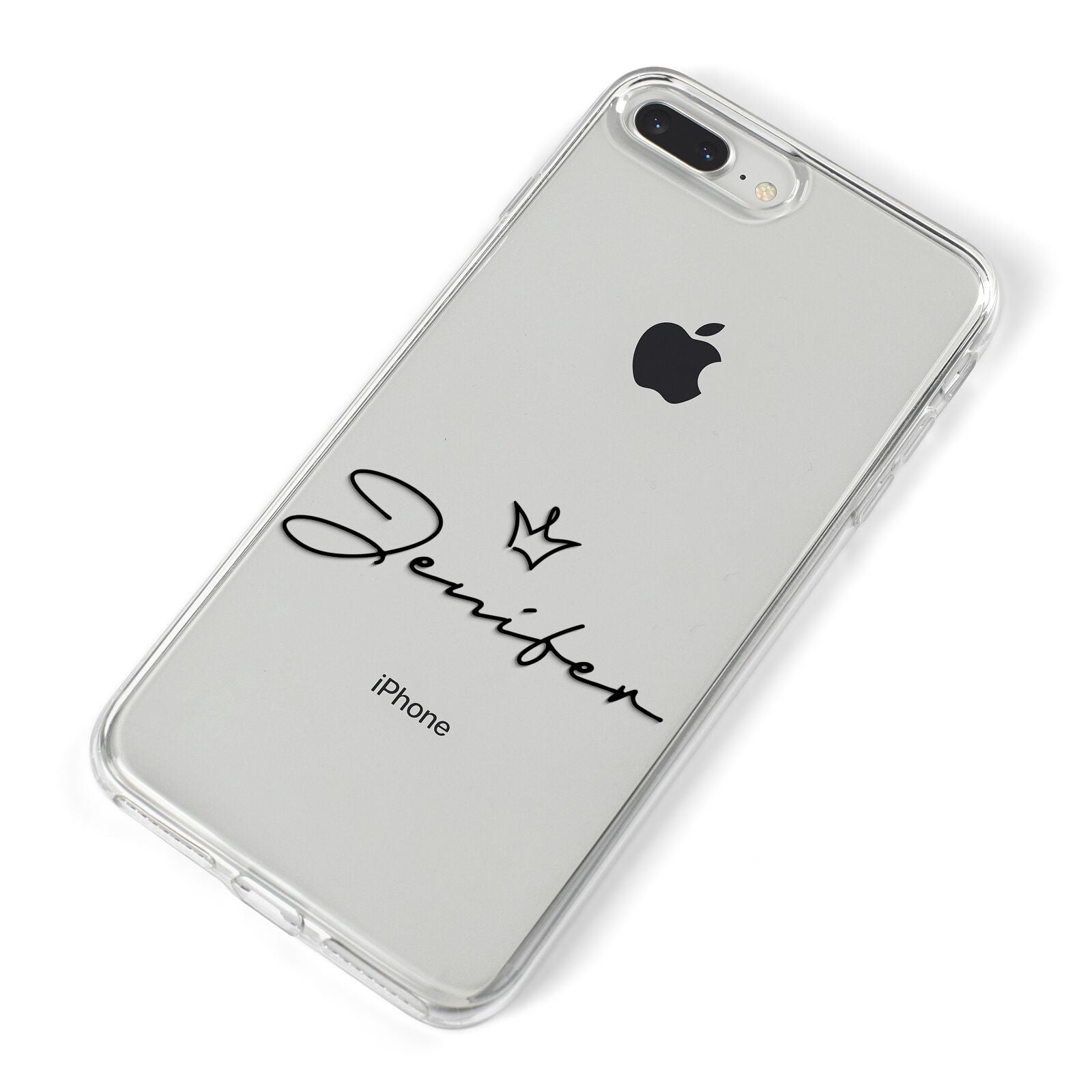 Personalised Black Text Transparent iPhone 8 Plus Bumper Case on Silver iPhone Alternative Image