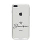 Personalised Black Text Transparent iPhone 8 Plus Bumper Case on Silver iPhone