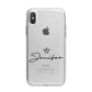 Personalised Black Text Transparent iPhone X Bumper Case on Silver iPhone Alternative Image 1