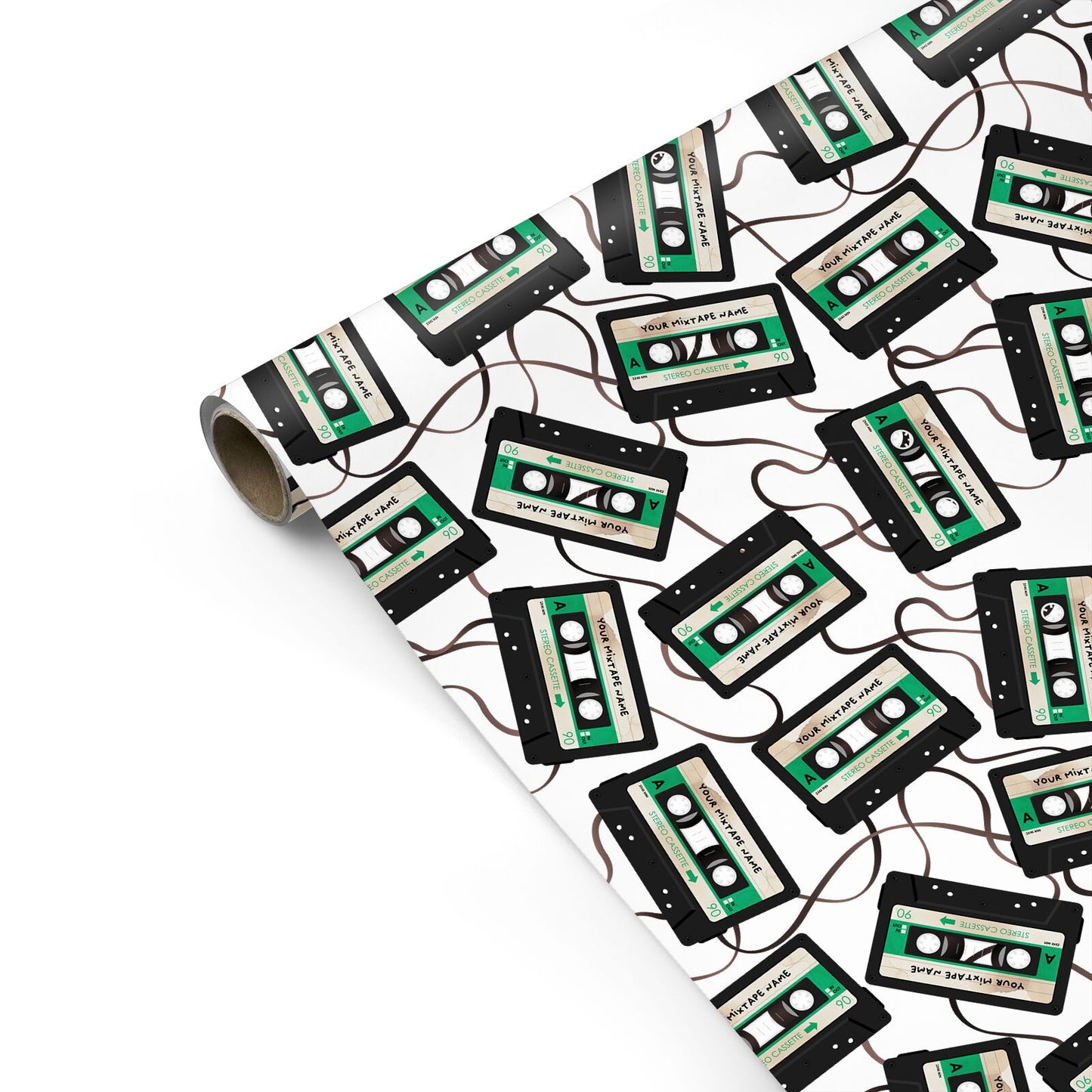 Personalised Black and Green Mixtape Personalised Gift Wrap