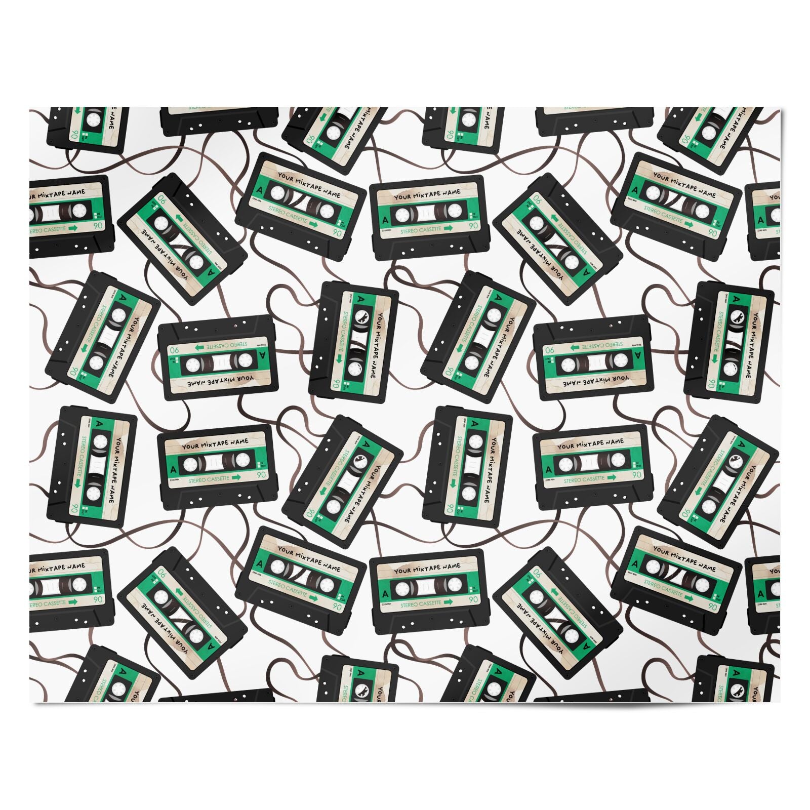 Personalised Black and Green Mixtape Personalised Wrapping Paper Alternative