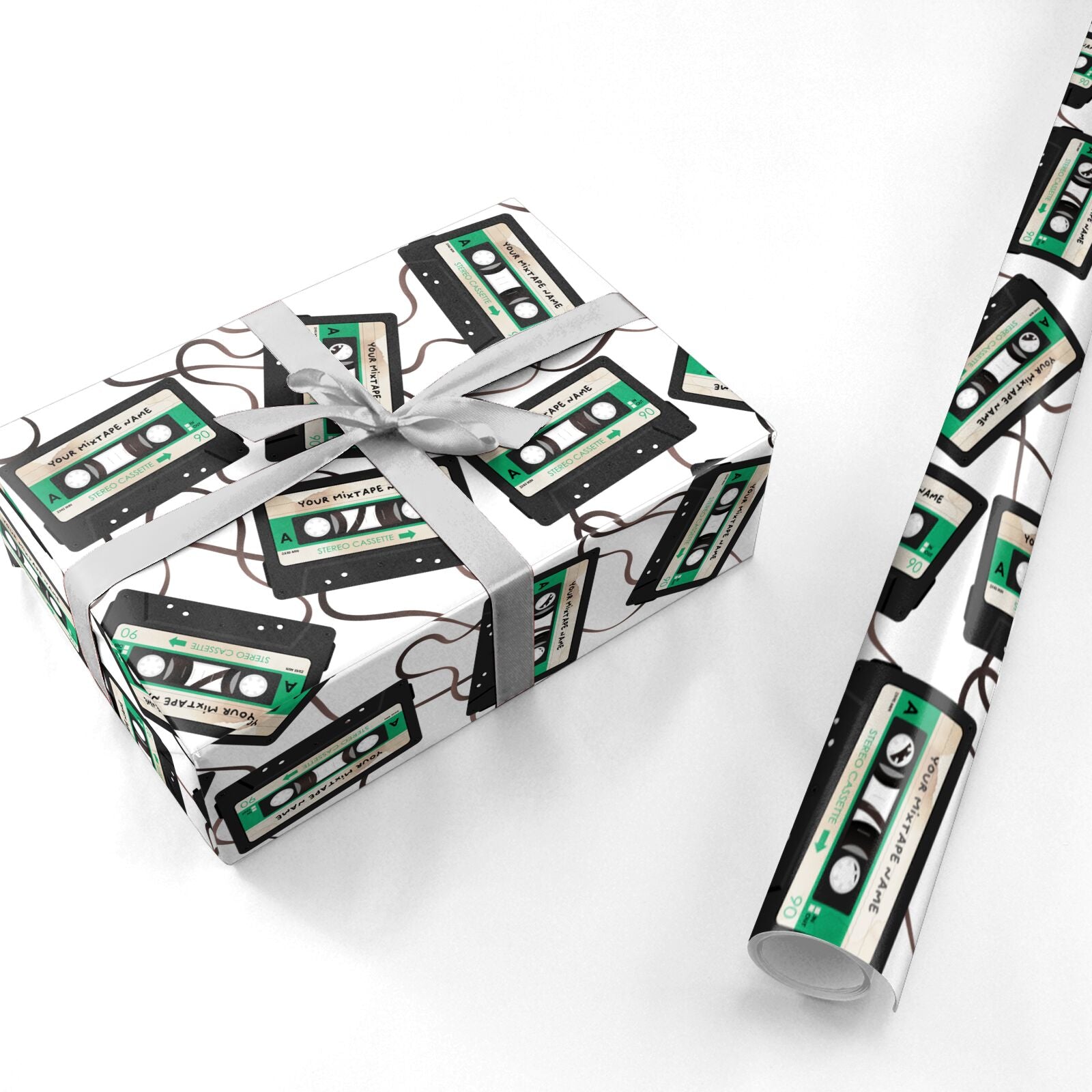 Personalised Black and Green Mixtape Personalised Wrapping Paper