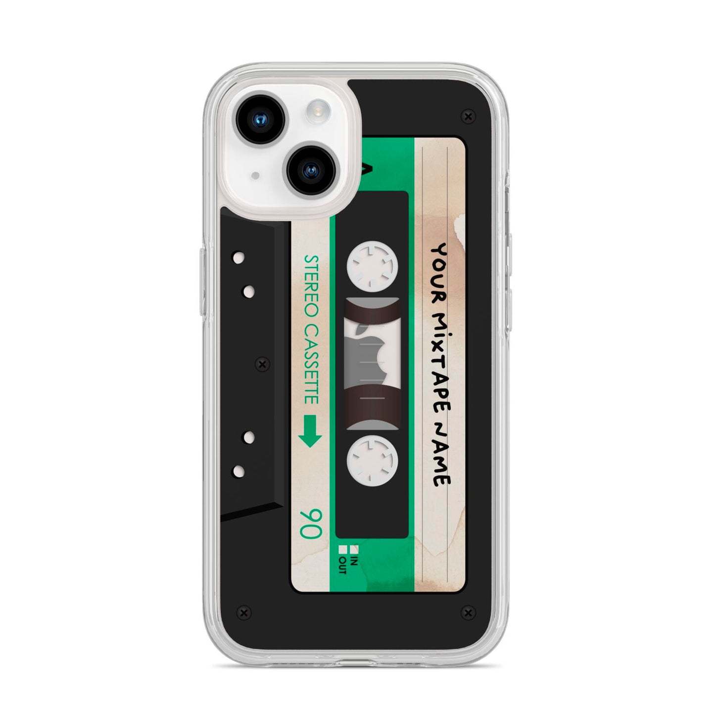 Personalised Black and Green Mixtape iPhone 14 Clear Tough Case Starlight