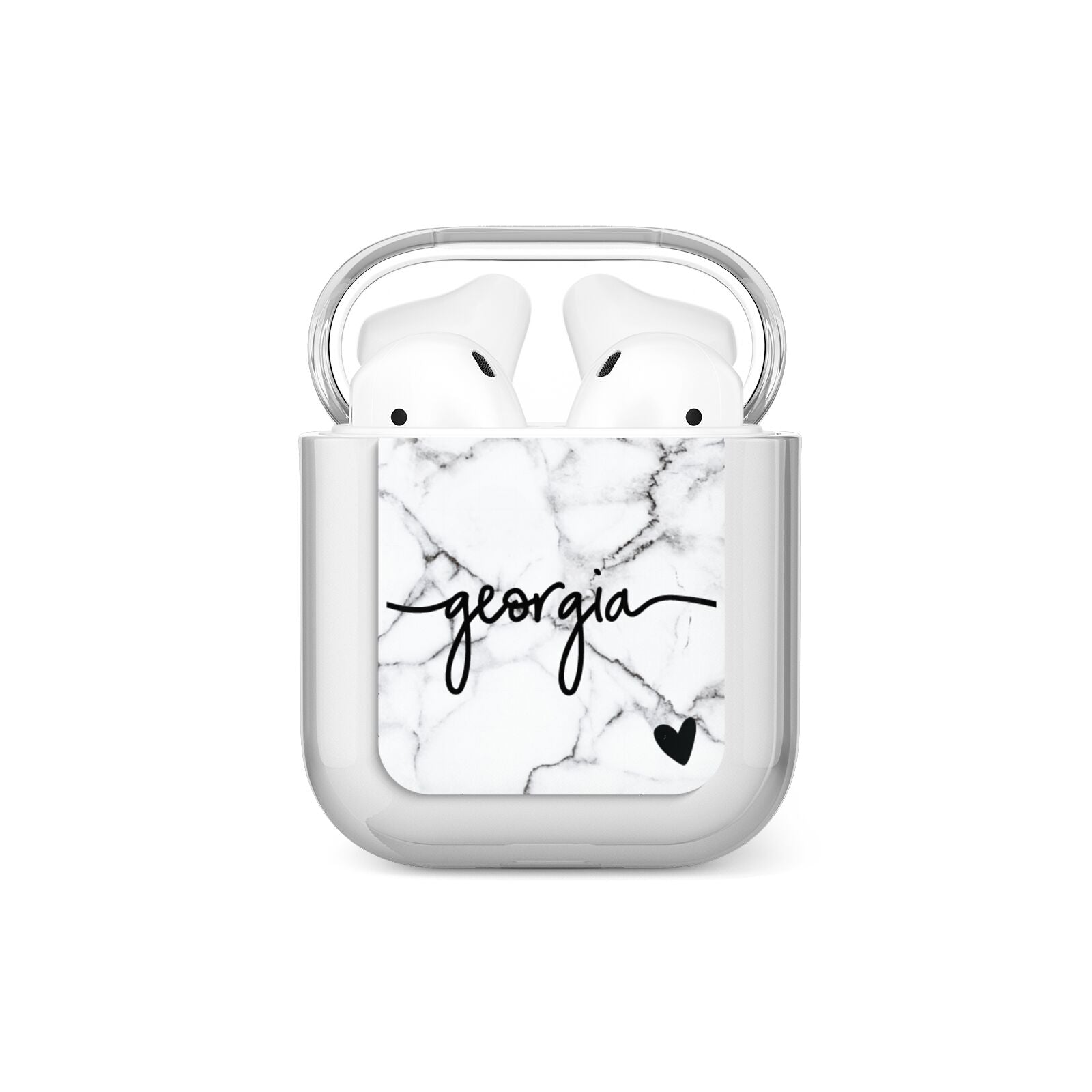 Personalised Black and White Marble with Handwriting Text AirPods Case