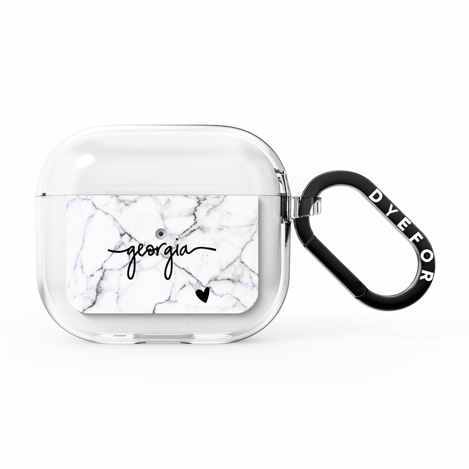 Personalised Black and White Marble with Handwriting Text AirPods Clear Case 3rd Gen