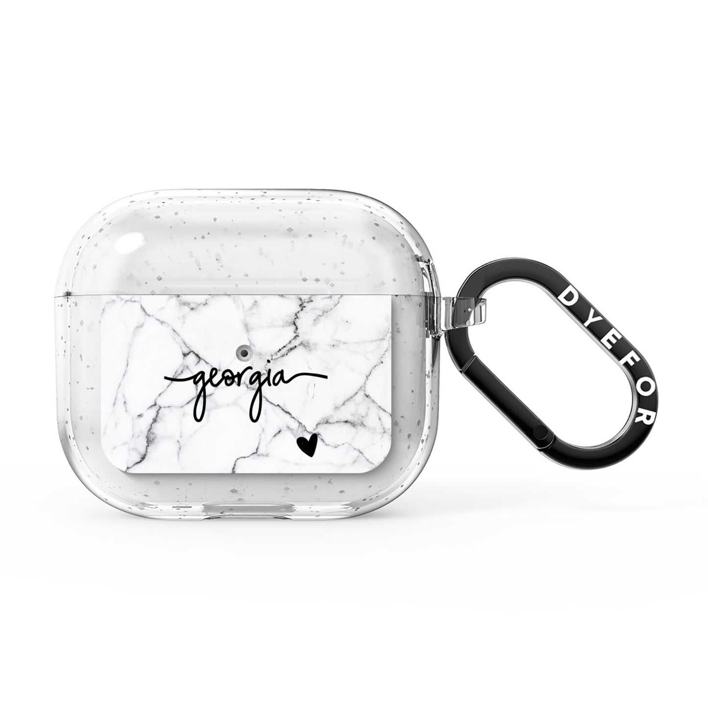 Personalised Black and White Marble with Handwriting Text AirPods Glitter Case 3rd Gen