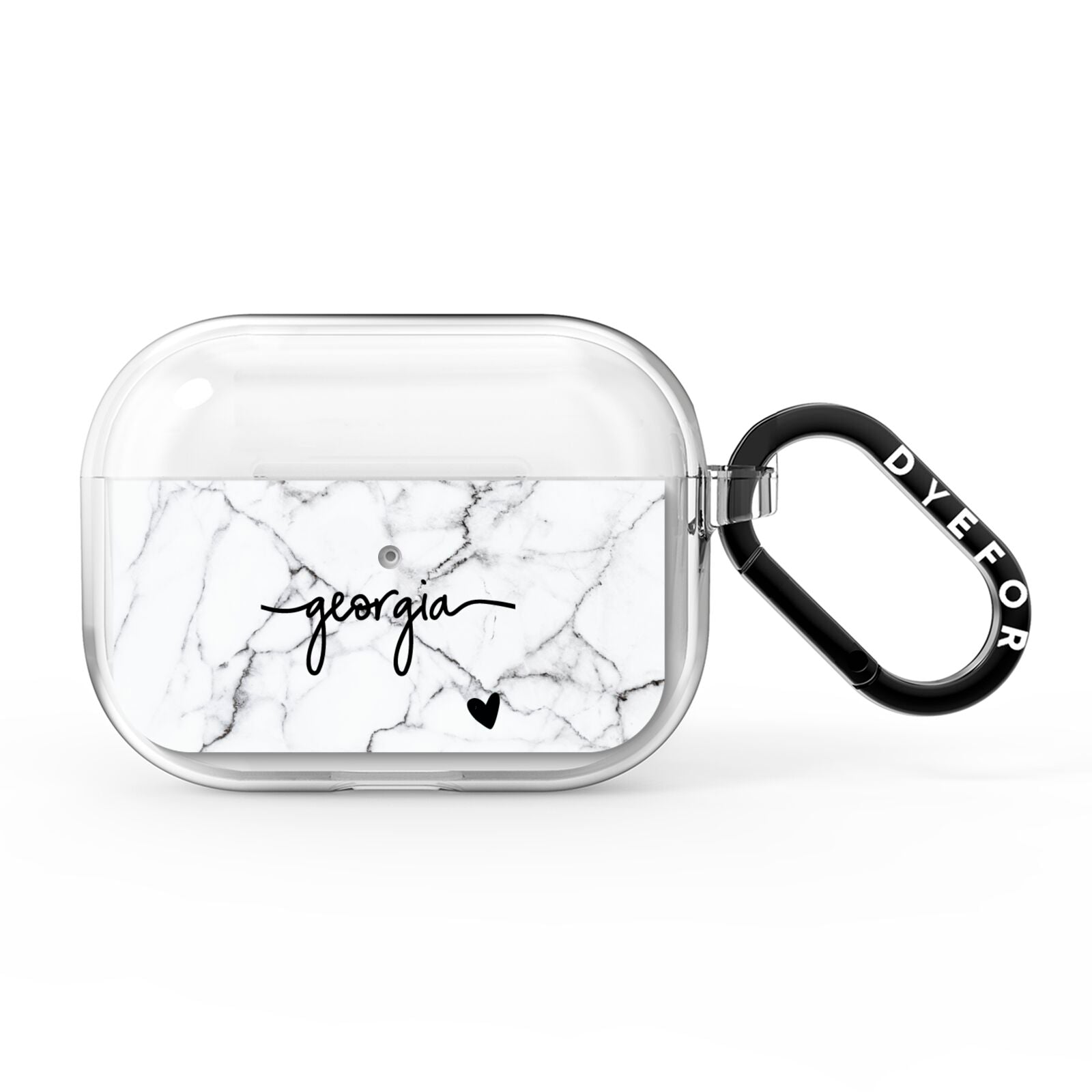 Personalised Black and White Marble with Handwriting Text AirPods Pro Clear Case