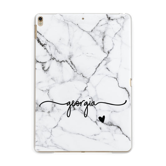 Personalised Black and White Marble with Handwriting Text Apple iPad Gold Case