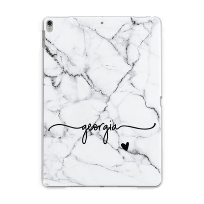 Personalised Black and White Marble with Handwriting Text Apple iPad Silver Case