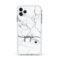 Personalised Black and White Marble with Handwriting Text Apple iPhone 11 Pro Max in Silver with White Impact Case