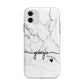 Personalised Black and White Marble with Handwriting Text Apple iPhone 11 in White with Bumper Case